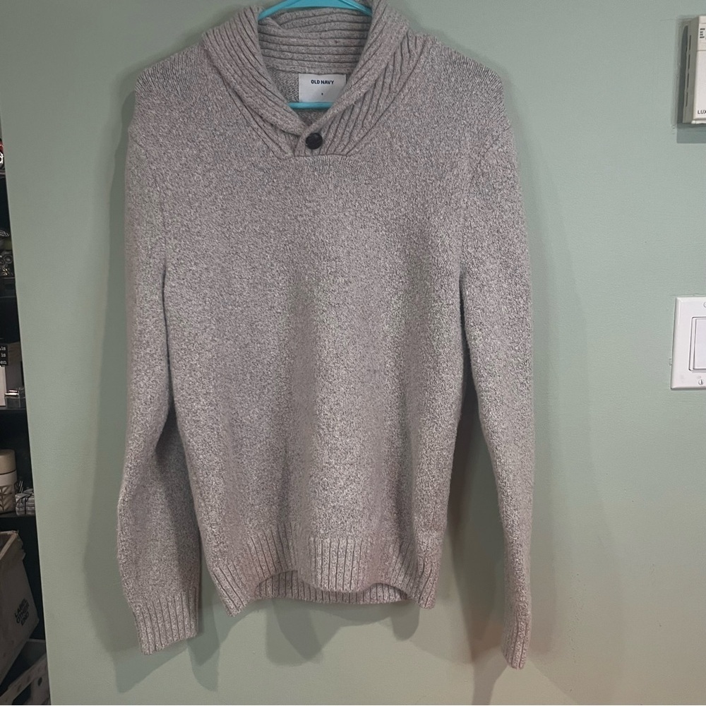 6/$20 Old  Navy Men's Shawl-Collar Turtleneck Sweater in Heather Gray